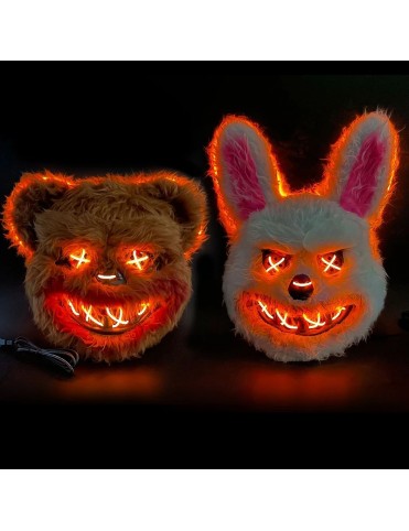 Scary Carnival Costume Party Halloween Mask Rabbit bear mask with light